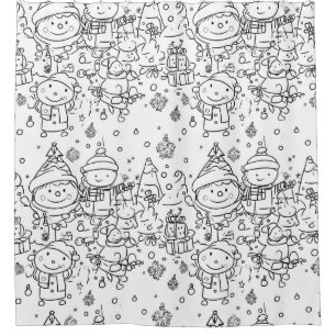 Rideaux De Douche Joli motif de Noël en hiver à dessiner (2)