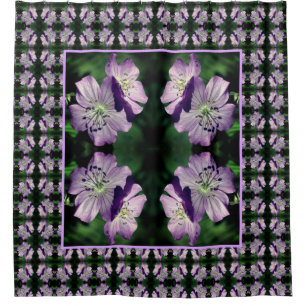 Rideaux De Douche Joli Motif de paire de fleurs de géranium violet