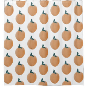 Rideaux De Douche Joli motif dessiné à la main de pêche orange