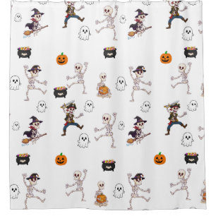 Rideaux De Douche Joli motif effrayant d'Halloween en spectacle