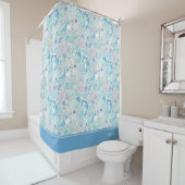 Rideaux De Douche Joli Motif Ocean Seashell avec nom bleu (En situation)