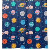 Rideaux De Douche Joli Motif Planète Souriante (Devant)