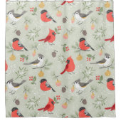Rideaux De Douche Joli Noël Oiseau Motif Design de vacances (Devant)