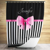 Rideaux De Douche Joli noir et blanc Motif rose Bow Nom