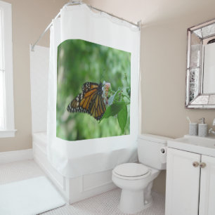 Rideaux De Douche Joli papillon monarque fleur rose blanc