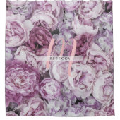 Rideaux De Douche Joli Peony Rose Floral Pink Monogramme (Devant)