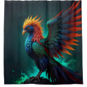 Rideaux De Douche Joli Phoenix de rouge et de bleu (Devant)