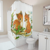 Rideaux De Douche Joli renard de Noël Vintage (En situation)