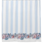 Rideaux De Douche Joli rose & Bleu Fleurs & Stripes (Devant)