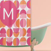 Rideaux De Douche Joli Rose Orange Mi-Siècle Moderne Monogramme