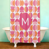 Rideaux De Douche Joli Rose Orange Mi-Siècle Moderne Monogramme