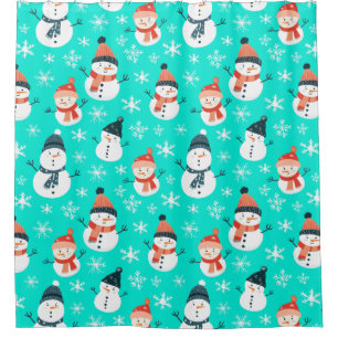Rideaux De Douche Joli Snowman Snowflake Motif sans couture Noël