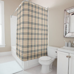 Rideaux De Douche Joli Tartan Plaid Beige