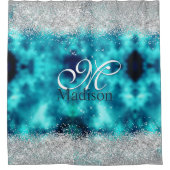Rideaux De Douche Joli turquoise argent faux parties scintillant mon (Devant)