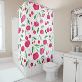 Rideaux De Douche Jolie aquarelle rouge cerises motif (En situation)