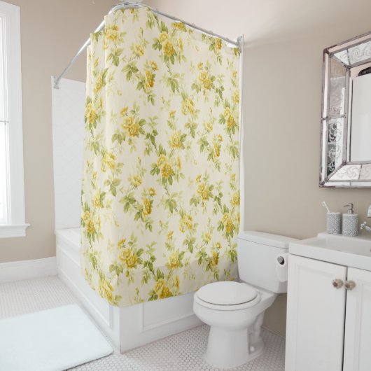 Rideaux De Douche Jolie ferme jaune d'or Floral (En situation)