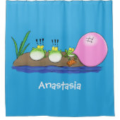 Rideaux De Douche Jolie grenouilles drôles bubblegum dessin animé il (Devant)