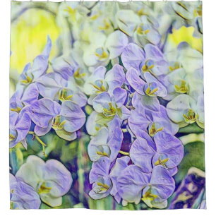 Rideaux De Douche Jolie orchidée jaune violet fleurs aquarelle