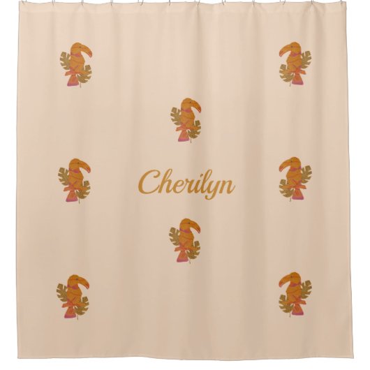 Rideaux De Douche Jolie Parties scintillant rose et or Oiseau tropic (Devant)