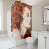 Rideaux De Douche Jolie rousse femme - peinture originale Abstraite (En situation)
