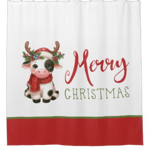 Rideaux De Douche Jolie vache de Noël mignonne