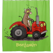Rideaux De Douche Jolie vache heureuse conduisant un dessin animé de (Devant)