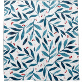 Rideaux De Douche Jolies branches d'aquarelle - turquoise et rouge (Devant)