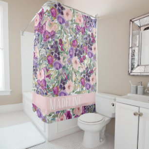 Rideaux De Douche Jolies Filles Fleurs Rose Violet Votre Nom