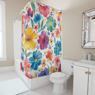 Rideaux De Douche Jolies fleurs à l'aquarelle