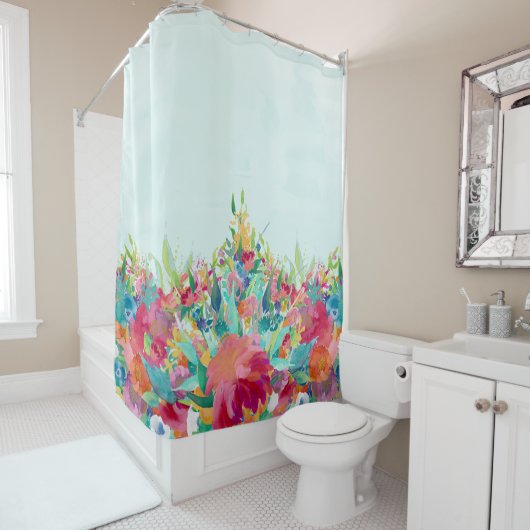Rideaux De Douche Jolies fleurs d'aquarelle (En situation)