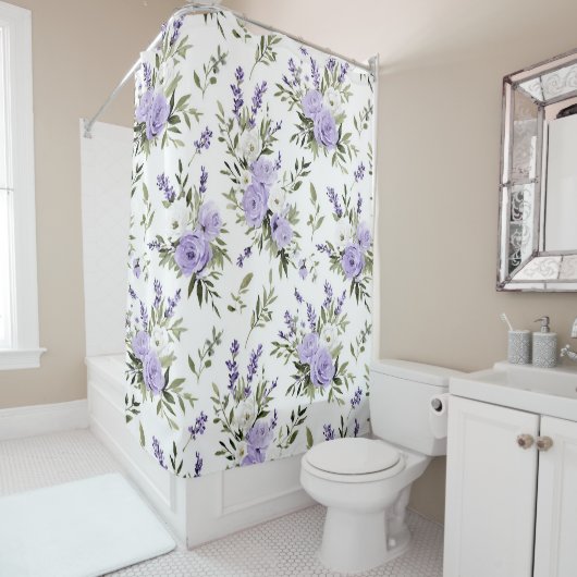 Rideaux De Douche Jolies fleurs lavande (En situation)