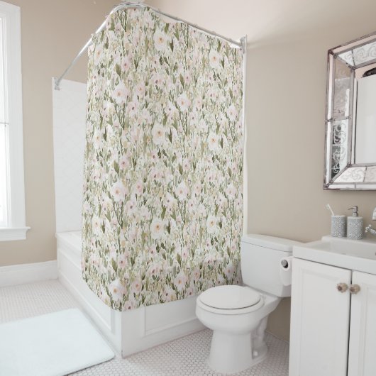 Rideaux De Douche Jolies fleurs rose blush (En situation)