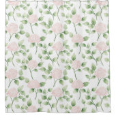 Rideaux De Douche Jolies Fleurs Roses Feuilles Vertes (Devant)