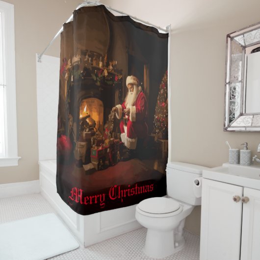 Rideaux De Douche Jolly Old Saint Nick (En situation)