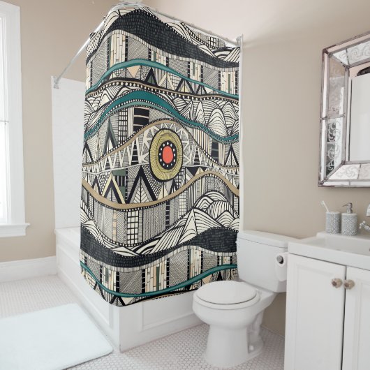 RIDEAUX DE DOUCHE JORD SUNSET (En situation)