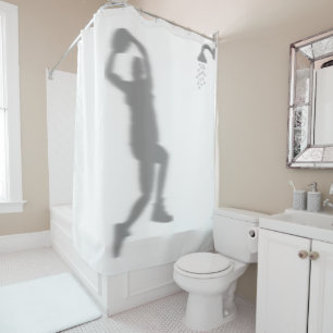 Rideaux De Douche Joueur de basket Silhouette Ombre Derrière