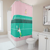 Rideaux De Douche Joueur de Match Art Moderne Pink Green (En situation)