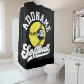 Rideaux De Douche Joueur de softball personnalisé AJOUTER LE NOM Équ (En situation)