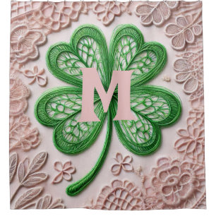 Rideaux De Douche Jour de la shamrock St Patrick en dentelle de Mono