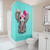 Rideaux De Douche Jour rose de l'éléphant mort (En situation)