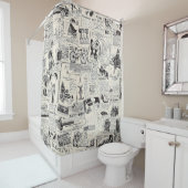 Rideaux De Douche Journal vintage (En situation)