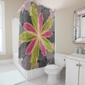 Rideaux De Douche Joy, Vert rose Anthracite Imaginaire Fleur Fractal (En situation)