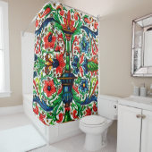 Rideaux De Douche Joyaux Tons Médiéval Fleurs Manuscrits Scrolls (En situation)