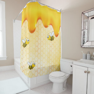 Rideaux De Douche Joyeuse bourde abeilles jaune miel goutte de miel