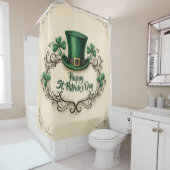 Rideaux De Douche Joyeuse fête de la Saint-Patrick avec motif de trè (En situation)