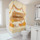 Rideaux De Douche Joyeuse fête de Thanksgiving (En situation)
