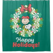 Rideaux De Douche Joyeuses fêtes | Wreath de bonbon de menthe poivré (Devant)