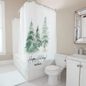 Rideaux De Douche Joyeuses vacances avec Pine Trees (En situation)
