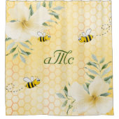 Rideaux De Douche Joyeux bourdon abeilles jaune monographie florale (Devant)