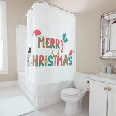 Rideaux De Douche Joyeux élément de mot Noël (En situation)